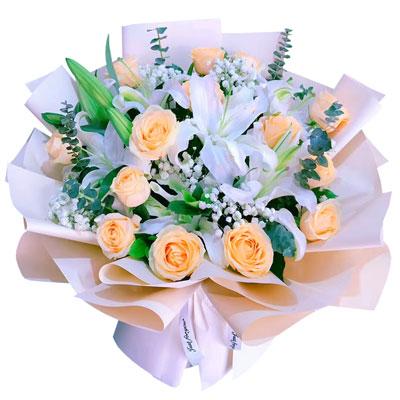 忻州16朵香槟玫瑰2支百合，爱的温暖和幸福