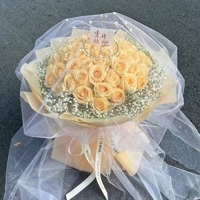 忻州52朵香槟玫瑰满天星,你就是我的全部