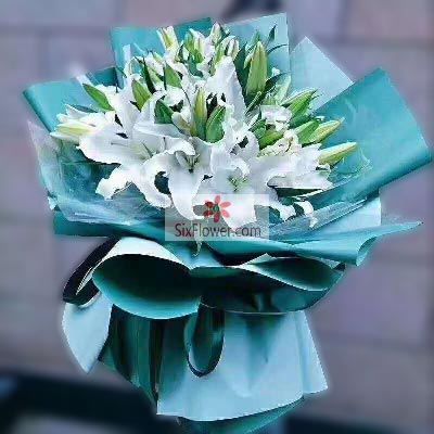 忻州8支白色多头百合，情真意切