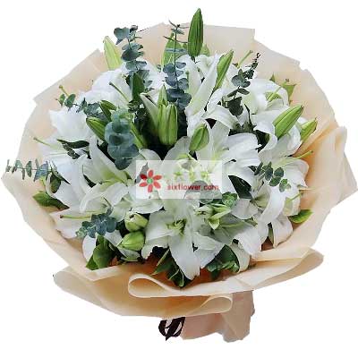 忻州9支白色多头百合，祝福你幸福