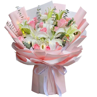 忻州16朵粉玫瑰百合，感情稳定坚固